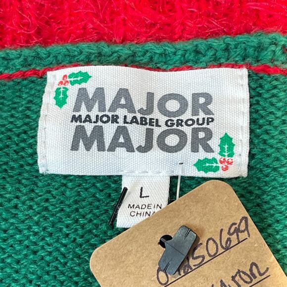 Major Label Group Cool Cat MEOWY CHRISTMAS Ugly Christmas Sweater Size Large - Picture 4 of 5